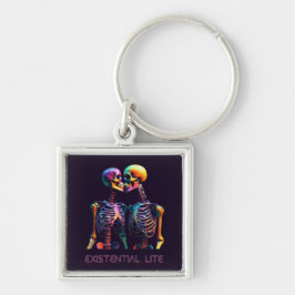 EXISTENTIËLE LITE Kissing Skeletons Sleutelhanger