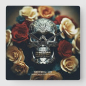 EXISTENTIËLE LITE Krans Schedel Muur Klok (Voorkant)