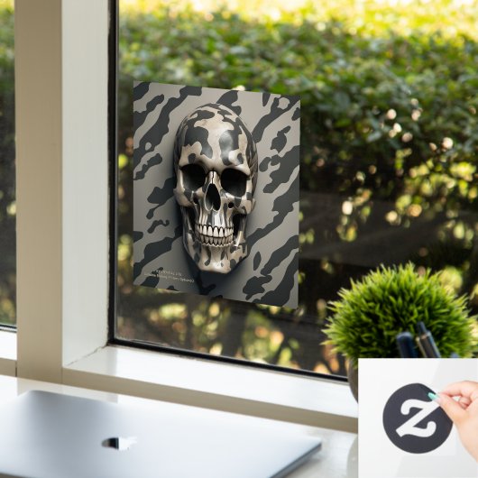 EXISTENTIËLE LITE Memento Mori Camo Skull Raamsticker (Kantoor)