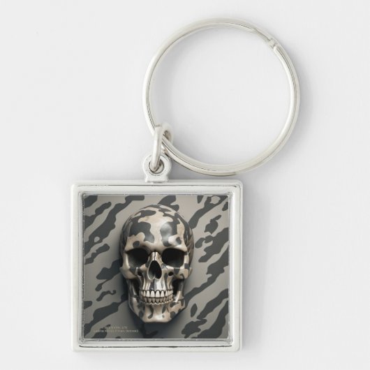 EXISTENTIËLE LITE Memento Mori Camo Skull Sleutelhanger (Voorkant)