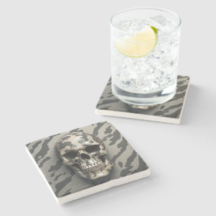 EXISTENTIËLE LITE Memento Mori Camo Skull Stenen Onderzetter