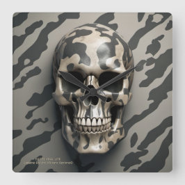 EXISTENTIËLE LITE Memento Mori Camo Skull Vierkante Klok