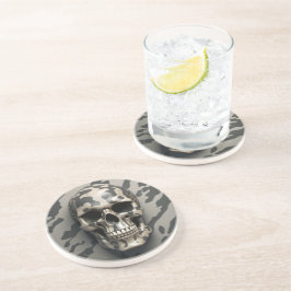 EXISTENTIËLE LITE Memento Mori Camo Skull Zandsteen Onderzetter