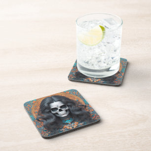 EXISTENTIËLE LITE Memento Mori Femme Schedel Set 6 Bier Onderzetter