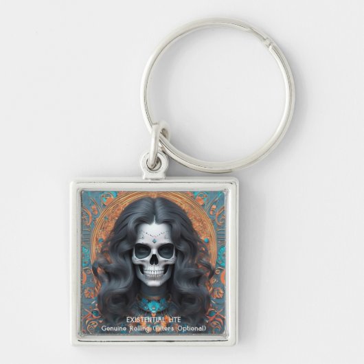 EXISTENTIËLE LITE Memento Mori Femme Skull Sleutelhanger (Voorkant)