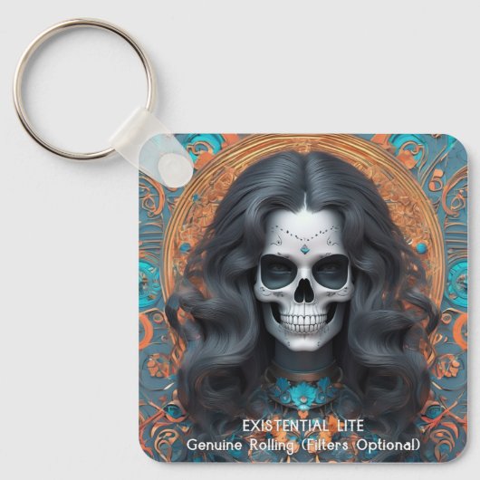 EXISTENTIËLE LITE Memento Mori Femme Skull Sleutelhanger (Voorkant)