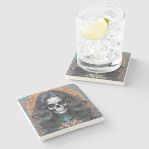 EXISTENTIËLE LITE Memento Mori Femme Skull Stenen Onderzetter