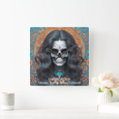 EXISTENTIËLE LITE Memento Mori Femme Skull Vierkante Klok (Huis)