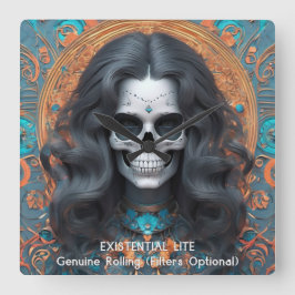 EXISTENTIËLE LITE Memento Mori Femme Skull Vierkante Klok