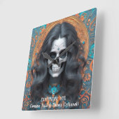 EXISTENTIËLE LITE Memento Mori Femme Skull Vierkante Klok (Hoek)