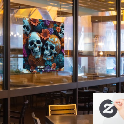 EXISTENTIËLE LITE Memento Mori Lovers Skulls Raamsticker (Restaurant Raam)