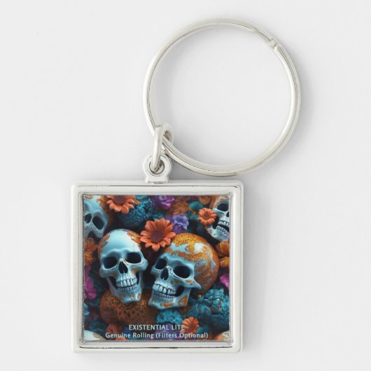 EXISTENTIËLE LITE Memento Mori Lovers Skulls Sleutelhanger (Voorkant)