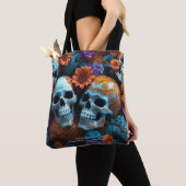 EXISTENTIËLE LITE Memento Mori Lovers Skulls Tas (Dichtbij)