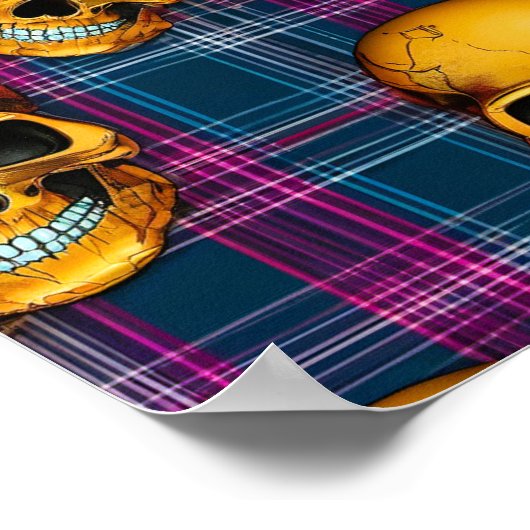 EXISTENTIËLE LITE schedels op Tartan 1a Poster (Hoek)