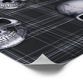 EXISTENTIËLE LITE schedels op tartan 1b Poster (Hoek)