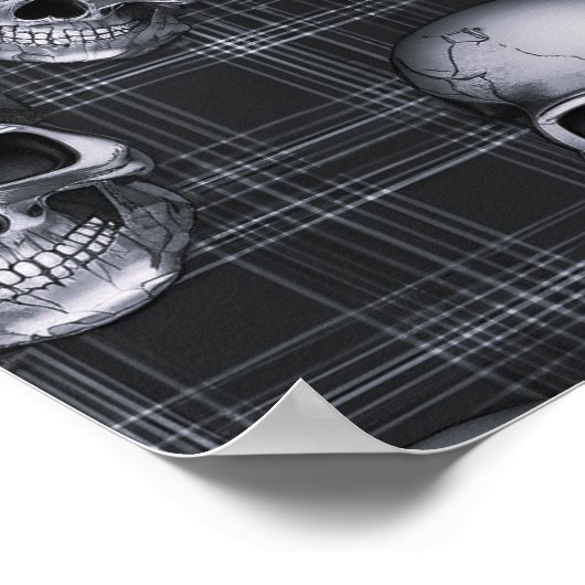 EXISTENTIËLE LITE schedels op tartan 1b Poster (Hoek)