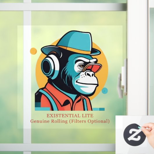 EXISTENTIËLE LITE Toon Chimp Transparant Raamsticker (Huis)