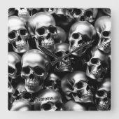 EXISTENTIËLE LITE Zilveren Schedels Muur Klok (Voorkant)