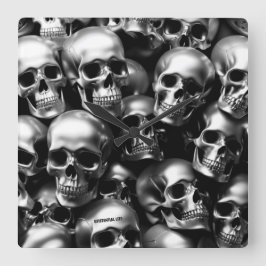 EXISTENTIËLE LITE Zilveren Schedels Muur Klok