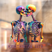 EXISTENTIËLE LITE zoenende skeletten transparant Raamsticker (Vel 2)