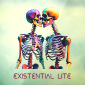 EXISTENTIËLE LITE zoenende skeletten transparant Raamsticker (Vel 3)
