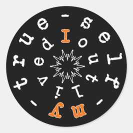 Existentiële motto: ik overleefde mijn ware zelf v ronde sticker