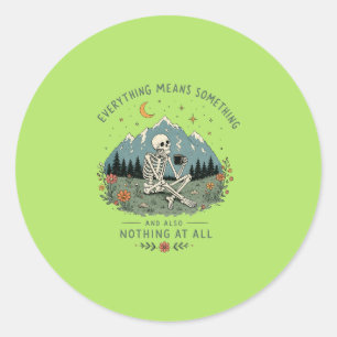 Existentiële Skelet Koffie Berg Citaat Ronde Sticker