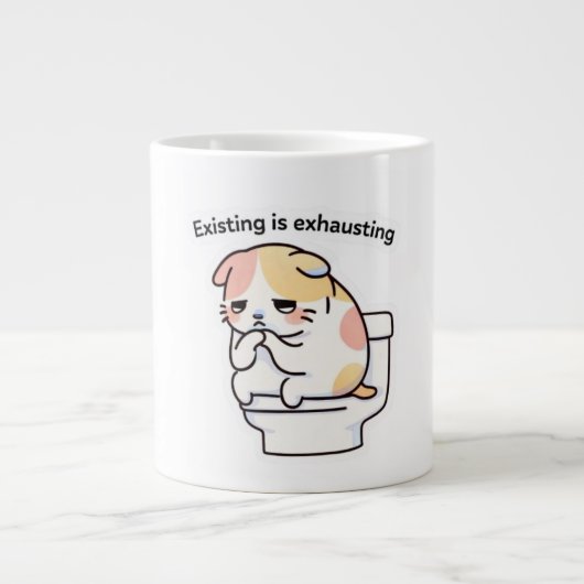 Existing Is Exhausting Funny Coffee Mug Grote Koffiekop (Voorkant)