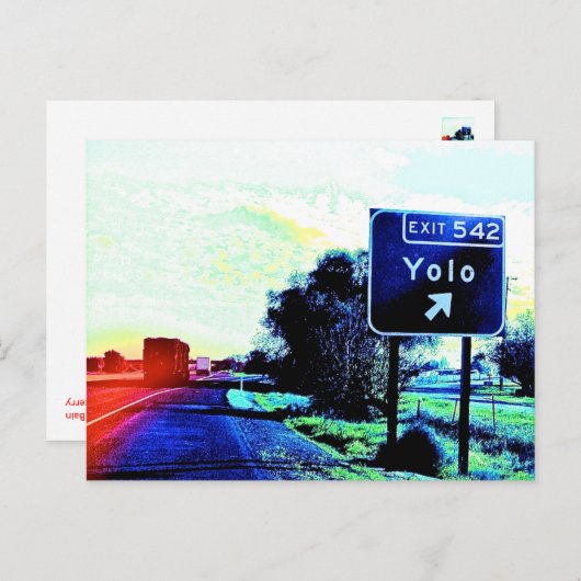 Exit 542 Yolo California Briefkaart (Voorkant / Achterkant)