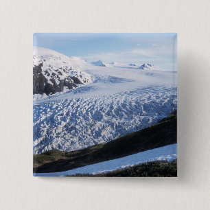 Exit Glacier in Kenai Fjords National Park Vierkante Button 5,1 Cm
