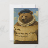 Exit, pursued by a bear Shakespeare quote bear Bedankkaart (Voorkant)