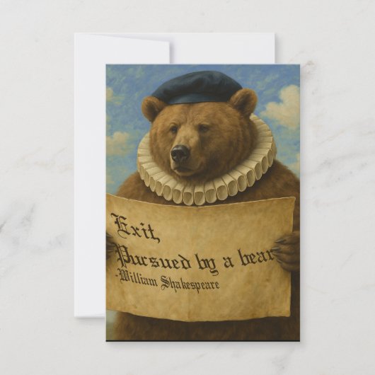 Exit, pursued by a bear Shakespeare quote bear Bedankkaart (Voorkant)