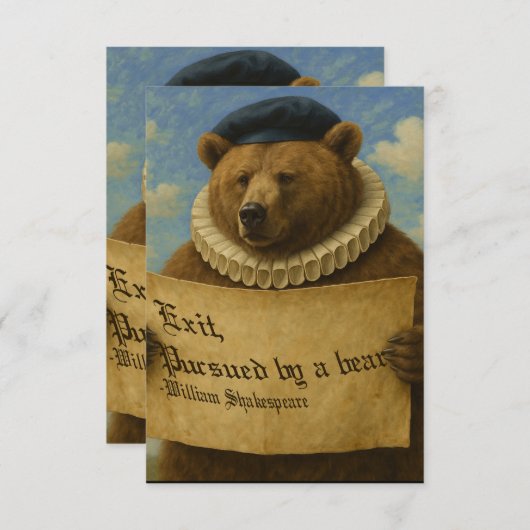 Exit, pursued by a bear Shakespeare quote bear Bedankkaart (Voorkant / Achterkant)
