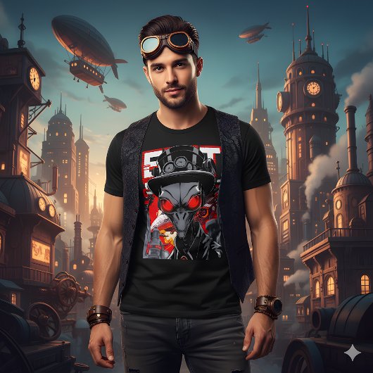 Exit Systeem | Retro Steampunk Alien T-shirt
