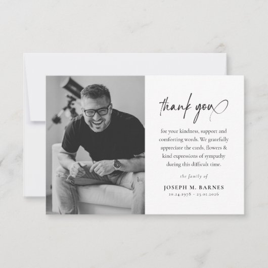 Exlegant Script Photo Funeral Bedankkaart (Voorkant)