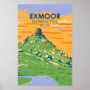 Exmoor Nationaal Park Castle Rock Engeland Retro Poster