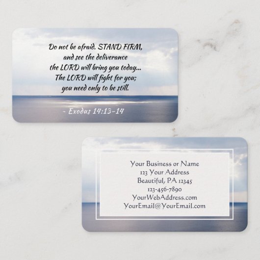 Exodus 14:13-14 Wees niet bang voor STAND FIRM Visitekaartje (Voorkant / Achterkant)