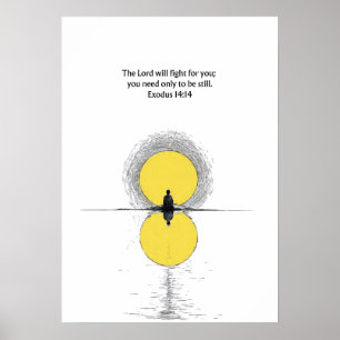 Exodus 14:14 Bijbeltekst Christelijke Muurkunst Poster