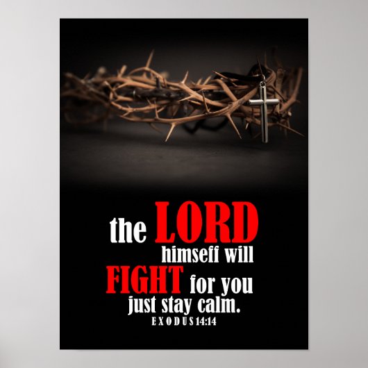 Exodus 14:14 De Heer Zal Zelf Strijden Poster (Voorkant)