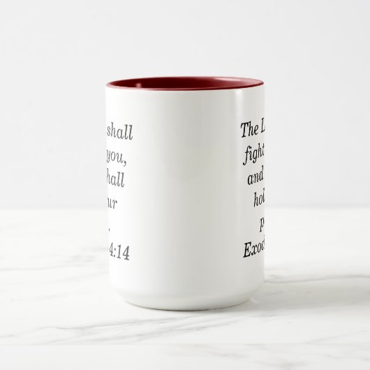 Exodus 14:14 Schrift Maroon Two-Tone Koffie Mok (Midden)
