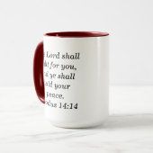 Exodus 14:14 Schrift Maroon Two-Tone Koffie Mok (Voorkant links)