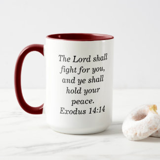 Exodus 14:14 Schrift Maroon Two-Tone Koffie Mok