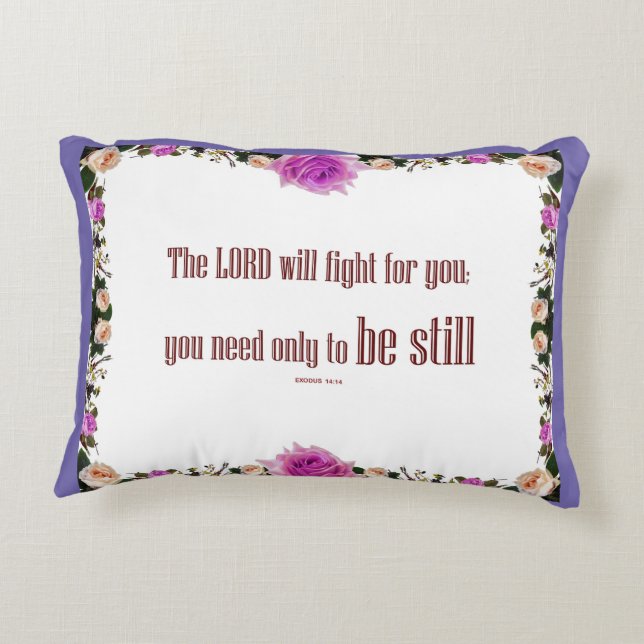 Exodus 14 "De LORD zal voor je vechten" Pillow Accent Kussen (Achterkant)