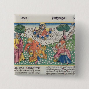 Exodus 16 13-22 God verstrekt kwartels en manna aa Vierkante Button 5,1 Cm