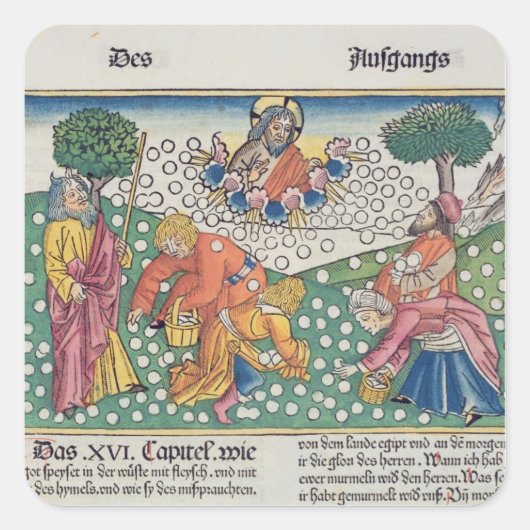 Exodus 16 13-22 God verstrekt kwartels en manna aa Vierkante Sticker (Voorkant)