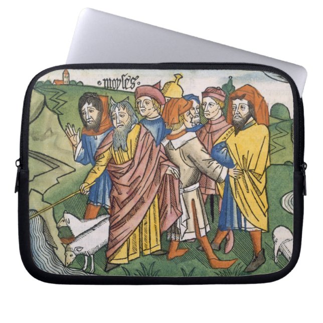 Exodus 17 1-7 Mozes maakt de waterstroom uit de Laptop Sleeve (Voorkant)