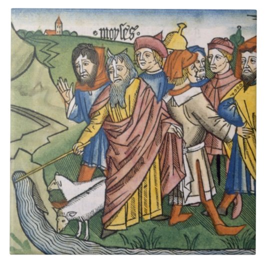 Exodus 17 1-7 Mozes maakt de waterstroom uit de Tegeltje (Voorkant)