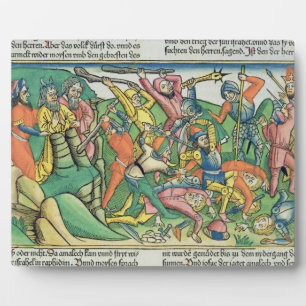 Exodus 17 8-15 Aaron and Hur support Moses' handen Fotoplaat