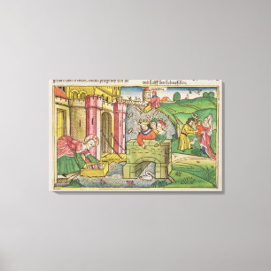 Exodus 2 1-6 Mozes die door de Nijl en Canvas Afdruk