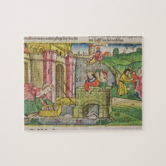 Exodus 2 1-6 Mozes die door de Nijl en Legpuzzel (Horizontaal)